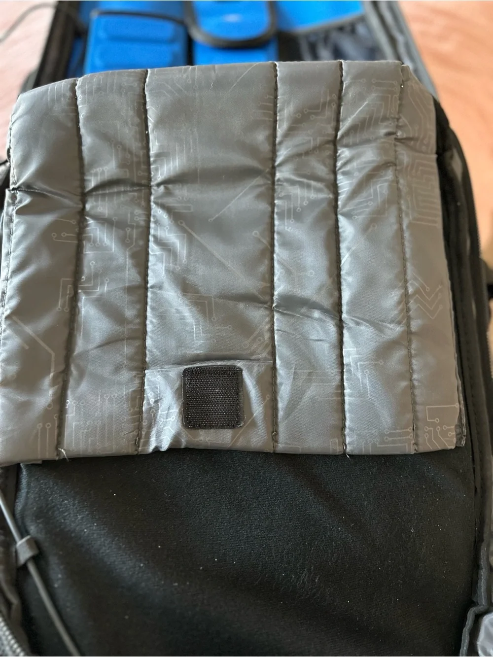SwissGear Digital Black Backpack with Blue Trim and Silver Zippers